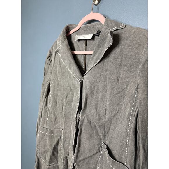 Charles Nolan Jean Jacket Women's Size 14 100% Linen Faded Black Contrast Stitch - Picture 4 of 8